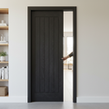 Premium Brushed Black Oak Pocket Door Set with Adjustable Frame and 35mm Thickness for Seamless Interior Design