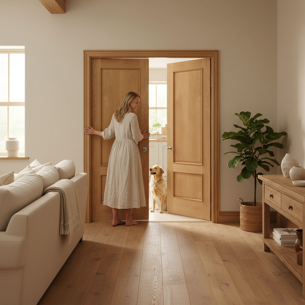 Premium Custom Made Oak French Doors with Engineered Construction and A-Grade Veneer for Elegant Room Division