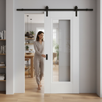 Premium Internal Sliding Door with Clear Glass and Black Steel Track for Modern Interiors - Image 2