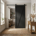 Black Internal Sliding Barn Door with 1 Panel Primed Finish