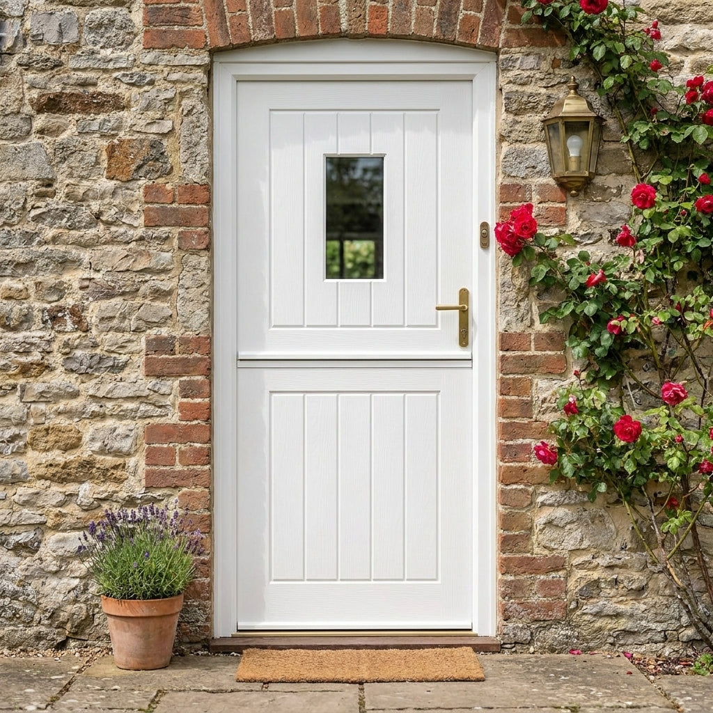 External White Composite Stable Door with 1 Light Clear Glass Glazing