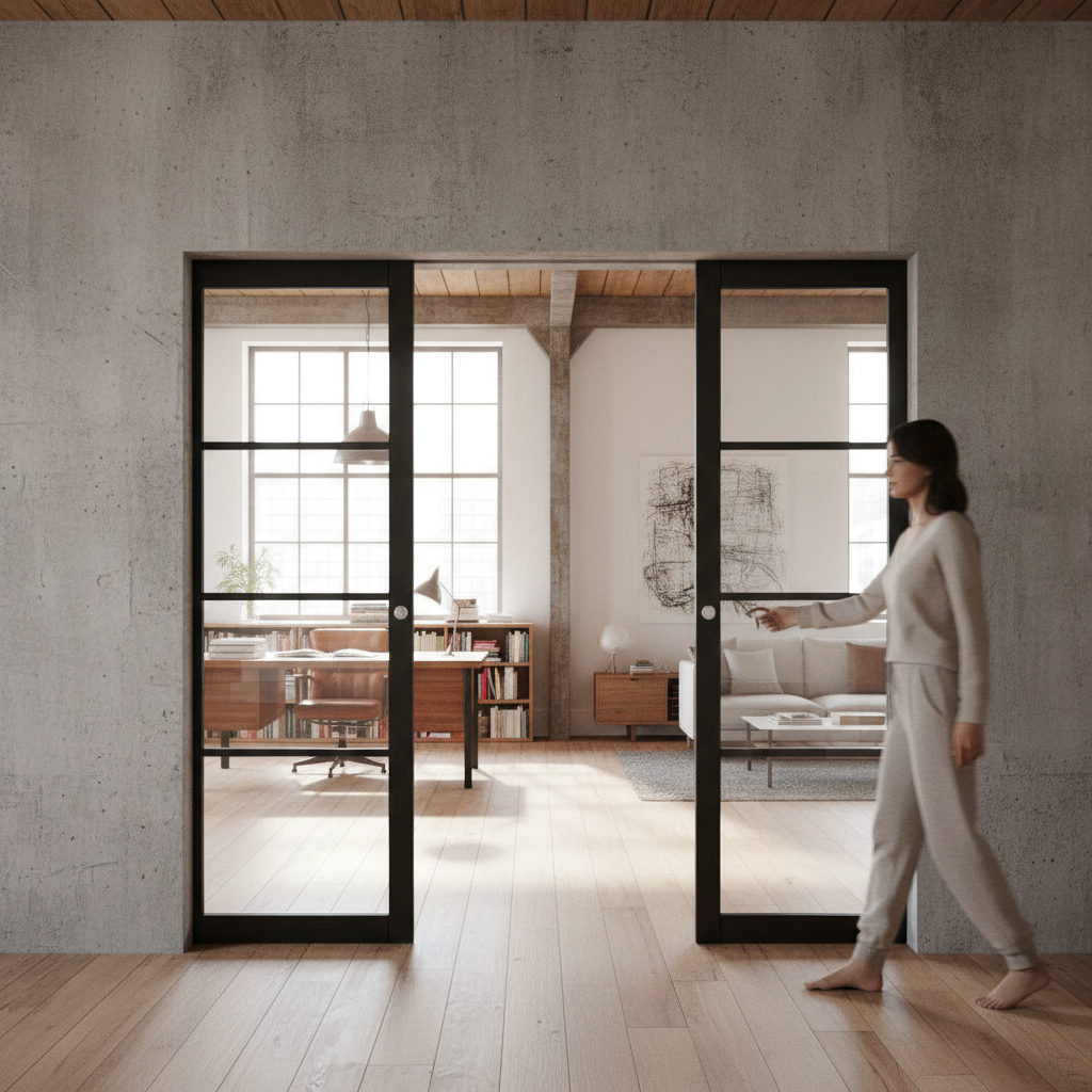 Premium Heavy Duty Double Pocket Door System with Galvanized Steel Frame and Adjustable Jambs for Seamless Installation