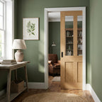 Unfinished Oak Internal Pocket Door Set 2 Panel 2 Light Clear Glass 100mm