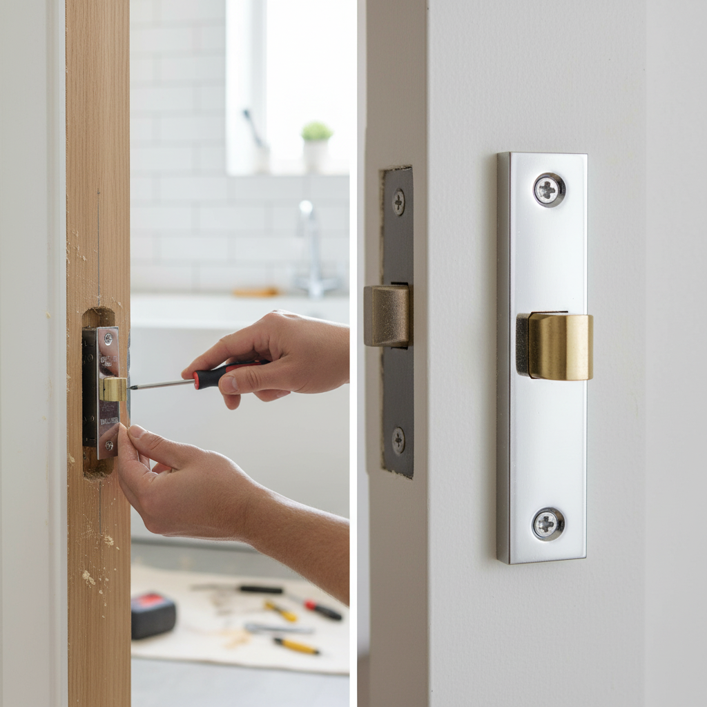 Premium 3-Inch Bathroom Lock with Polished Chrome Finish, Fire Rated and Bolt Through Design