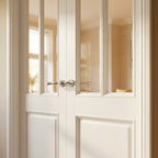 Internal French Door with 2 Panel 2 Light Clear Glass, White Primed Solid Core - detail view