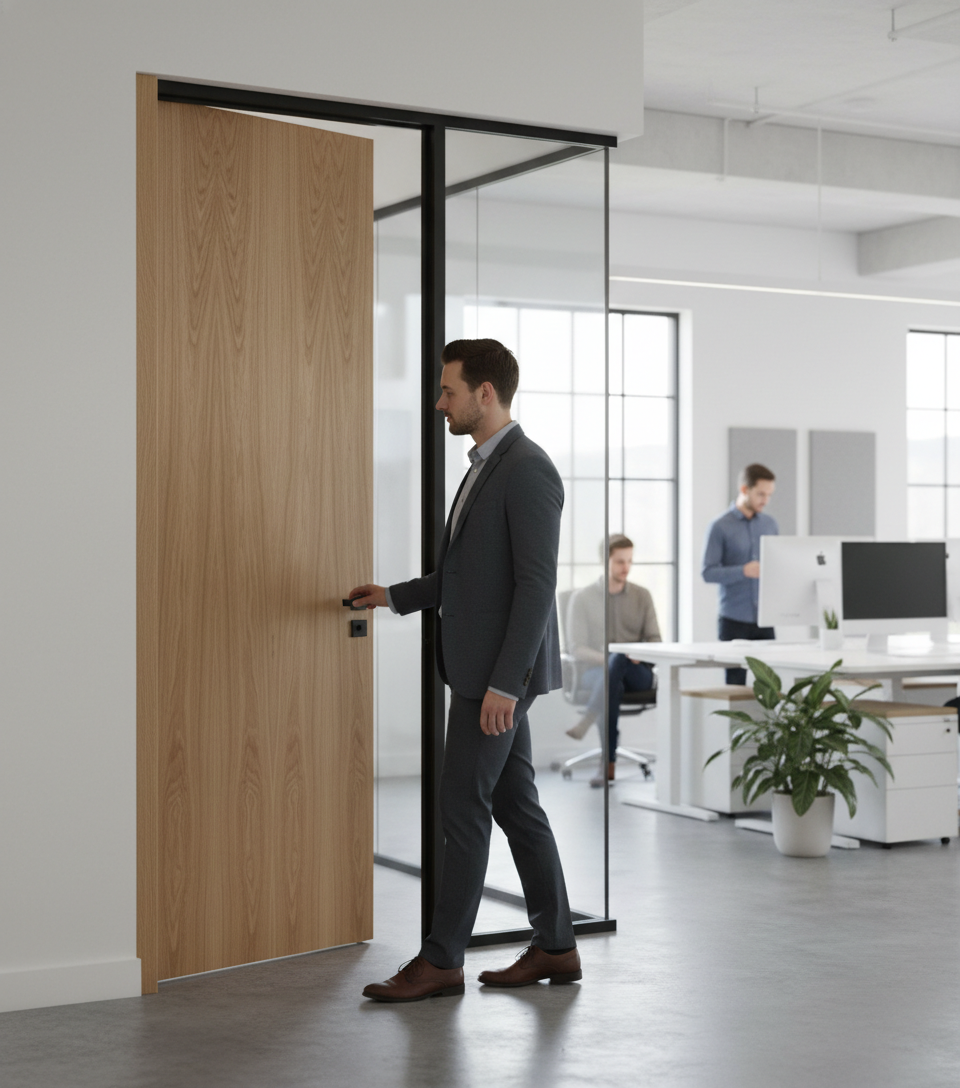 Premium Contemporary Flush Internal Oak Door with Customizable Glazing Options and 10-Year Guarantee