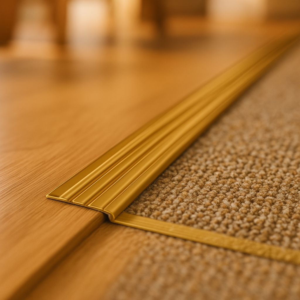 900mm Self-Adhesive End Door Profile in Polished Gold Finish - detail view