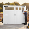 Premium White Painted Composite Garage Door with Obscure Double Glazing for Enhanced Privacy and Light