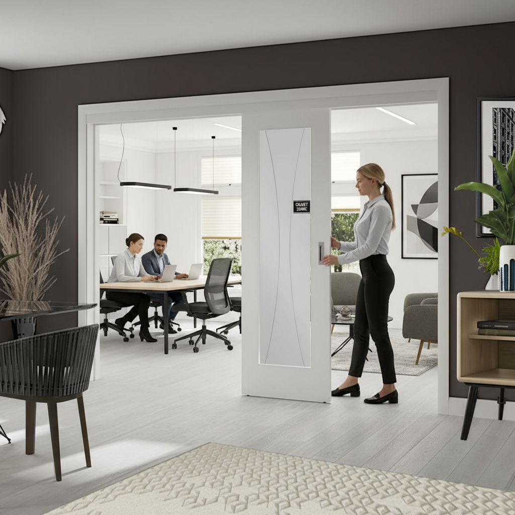Premium Sliding Room Divider with Glazed and Solid Panel Doors for Flexible Spaces