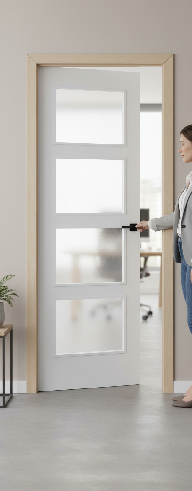 Premium Internal White Primed Glazed Door with 4 Clear Glass Panels for Contemporary Design and Light Flow