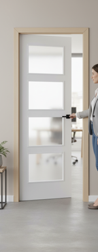 Premium Internal White Primed Glazed Door with 4 Clear Glass Panels for Contemporary Design and Light Flow