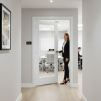 Premium Custom Made White Primed FD30 Clear Glazed Fire Door Pair - Bespoke Design with Certification