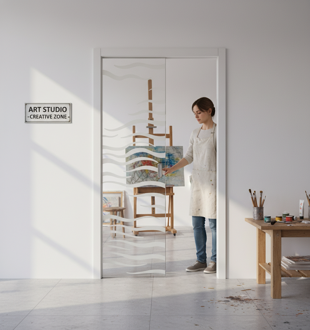 Premium Frameless Satin Glass Door System with 100mm Jambs and Ball Handle, Custom Sizes Available