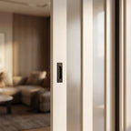 Internal Pocket Door Set with 3 Light Obscure Glass, White Primed Finish - detail view