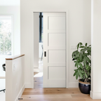 Premium White Primed Internal Shaker 4 Panel Framed Pocket Door Set for Elegant Home Interiors