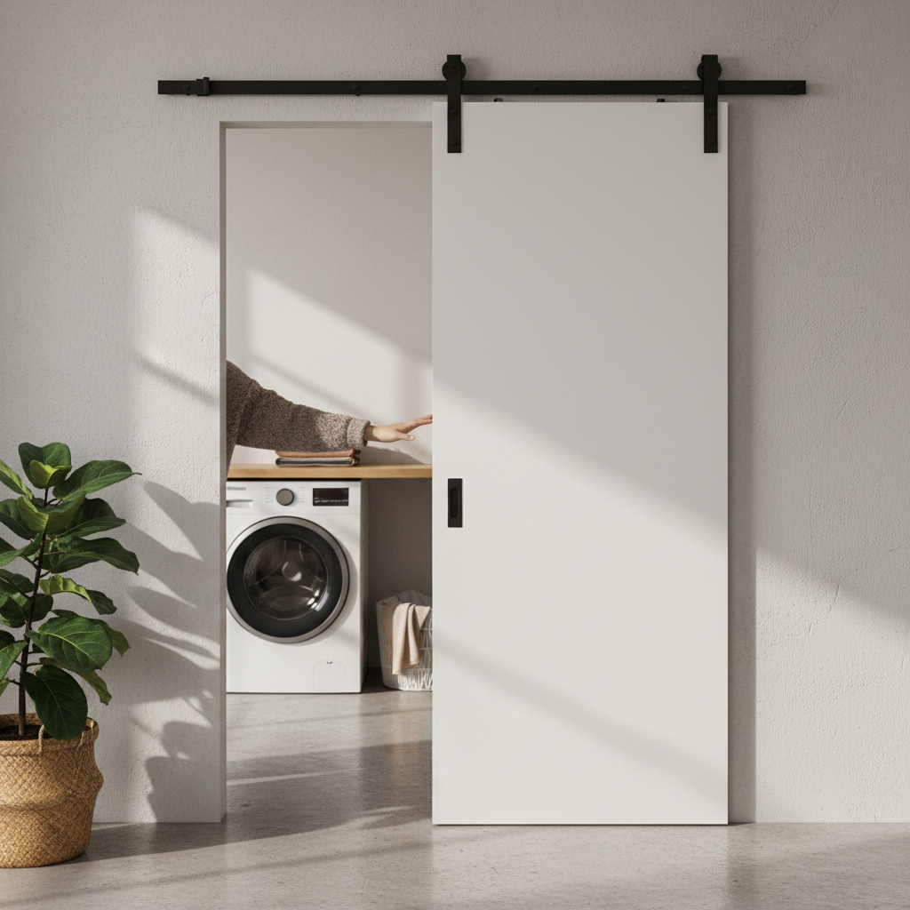 Internal Flush Sliding Door Set - White Primed Finish with Space-Saving Design and Smooth Operation - Image 2