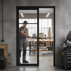 Premium Made-to-Measure Internal Jet Black Fully Finished Studio Door with Clear Glass Panes for Modern Interiors