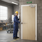 Premium Flush Fire Door with Crown Cut American Ash Veneer, Solid PB Core, and 10-Year Guarantee