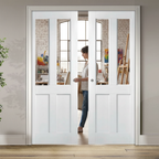 Premium Glazed Double Pocket Door Set with Galvanised Steel Frame and Adjustable Jamb Options