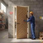 Premium Internal Fully Finished Chevron Fire Door with 30 Minutes Fire Resistance and Eco-Friendly Timber Construction