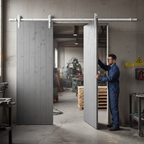 Premium Face Mounted Sliding Barn Door Track - White Powder-Coated Finish, Suitable for Door Heights with 100kg Weight Capacity and 1500mm Width