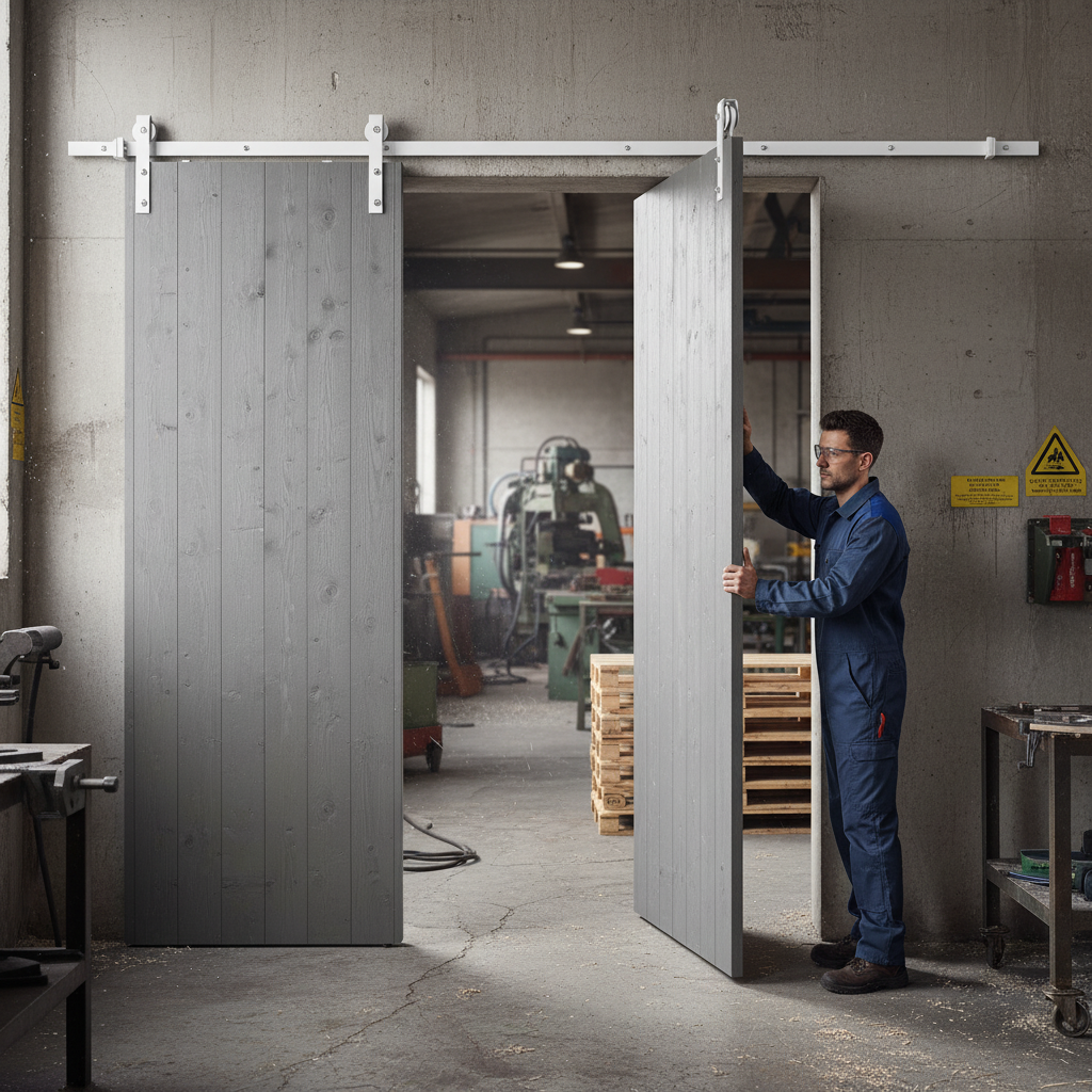 Premium Face Mounted Sliding Barn Door Track - White Powder-Coated Finish, Suitable for Door Heights with 100kg Weight Capacity and 1500mm Width