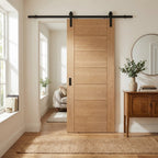 Internal Oak Sliding Door, Fully Finished, Black Face Mounted, Solid Core