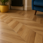 Chevron Parquet 8mm Laminate Flooring in Fortress Rochester Style - detail view