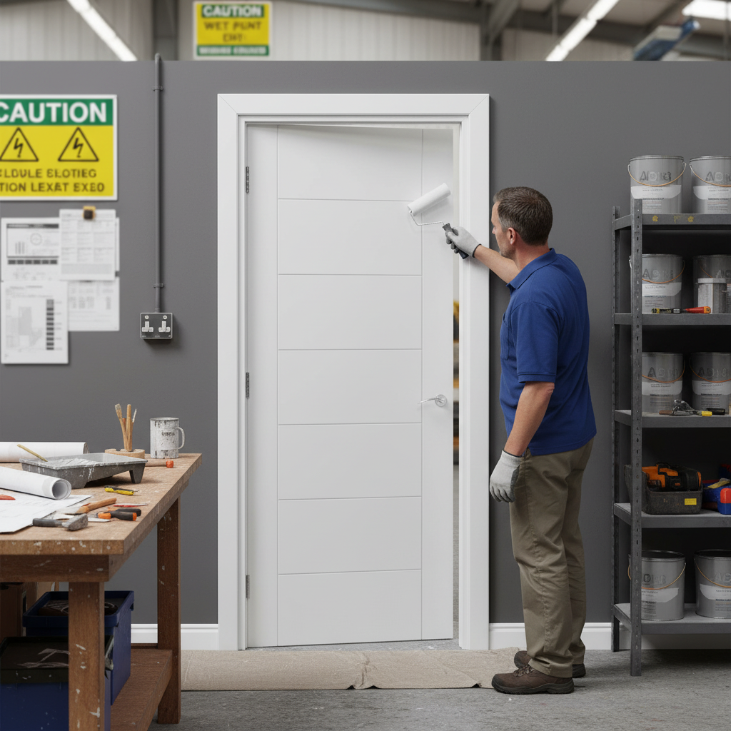 Premium Internal Fire Door with FD30 Rating, Solid Engineered Core, and 7 Panel Design - White Primed Finish