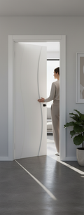 Premium Fully Finished White Internal Door with Curved Design, Solid Core, and Engineered Construction for Modern Interiors