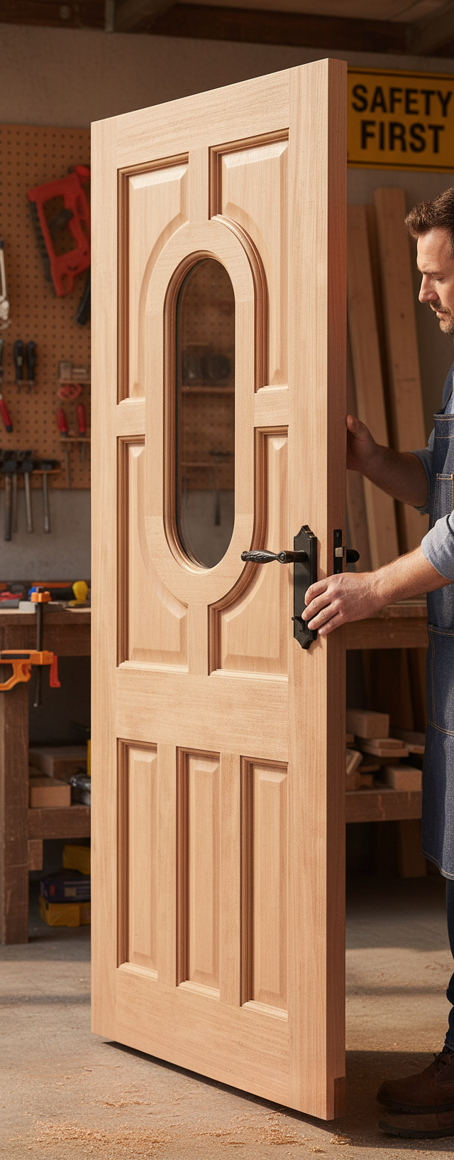 Premium Dowelled External Door with Curved Central Panel and Custom Glazing Options