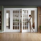 Premium Internal Clear Glass Sidelight Room Divider Set with White Frame - Four Door Design for Elegant Interior Spaces