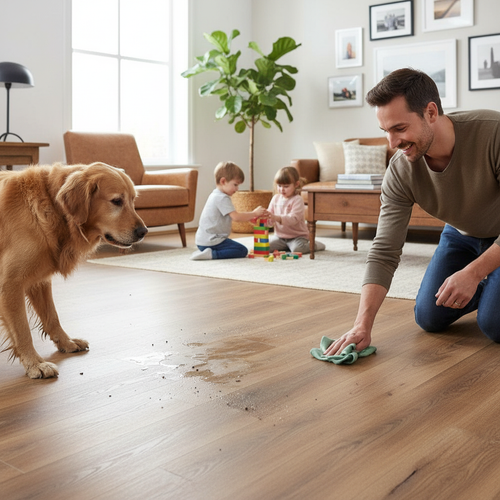 Premium 10mm Handscraped Moisture Resistant Laminate Flooring - Authentic Style for Bathrooms and Kitchens