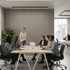 Light Grey Acoustic Slat Wall Panelling - 20mm Thick, Sound Absorbing, Eco-Friendly Design for Residential and Commercial...