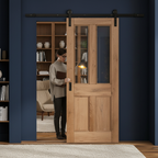 Premium Fully Finished Rustic Oak 4 Panel Clear Glazed Sliding Door Set - Elegant Design with Smooth Functionality