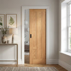 Pocket Door Set 100mm Internal Oak Fully Finished 5 Panel Stamford Design