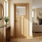 Internal Oak Door, Fully Finished, 1930's Style, 1 Light Obscure Glass