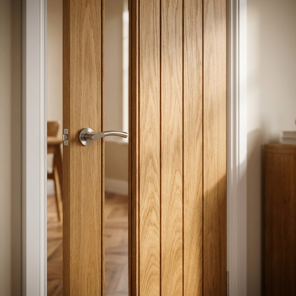 Internal Oak Door Made-to-Measure Unfinished with 1 Light Clear Glass - detail view