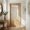 Internal Oak Door Unfinished 1 Panel 1 Light Obscure Lined Clear Glass