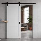 Premium Internal Primed 3 Panel Sliding Door with Black Top Mounted System for Modern Interiors