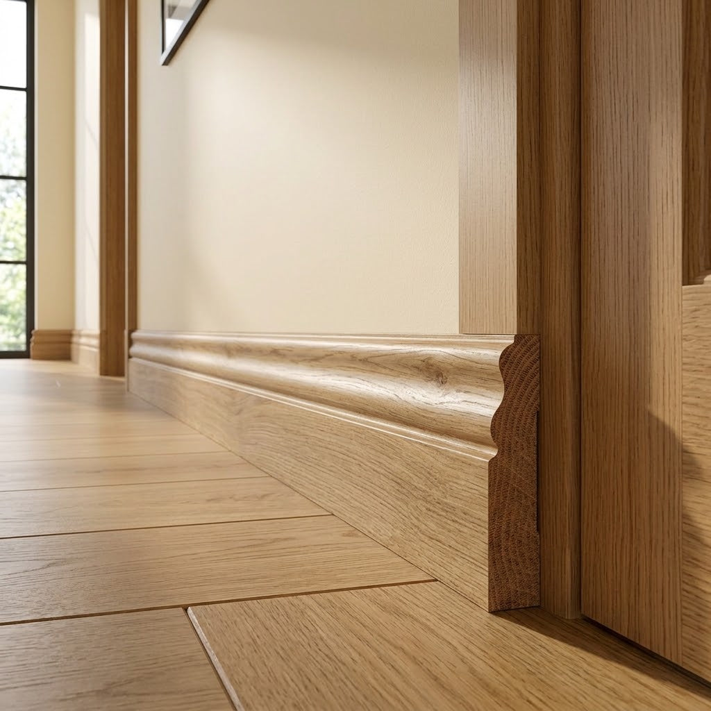Oak Fully Finished Grooved Ogee Skirting Board 2400x125x18mm