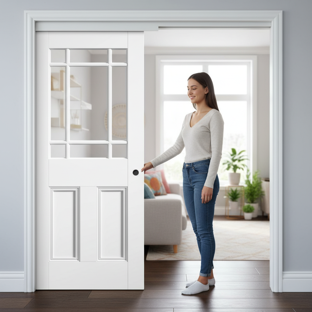 Premium White 9L Pocket Door Set with Galvanised Steel Frame and Adjustable Jamb Options for Timeless Home Elegance