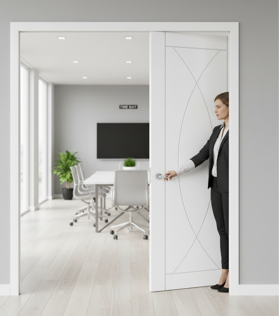 Premium Fire Rated Pocket Door System with Adjustable Track and Hardwood Jambs for Seamless Installation