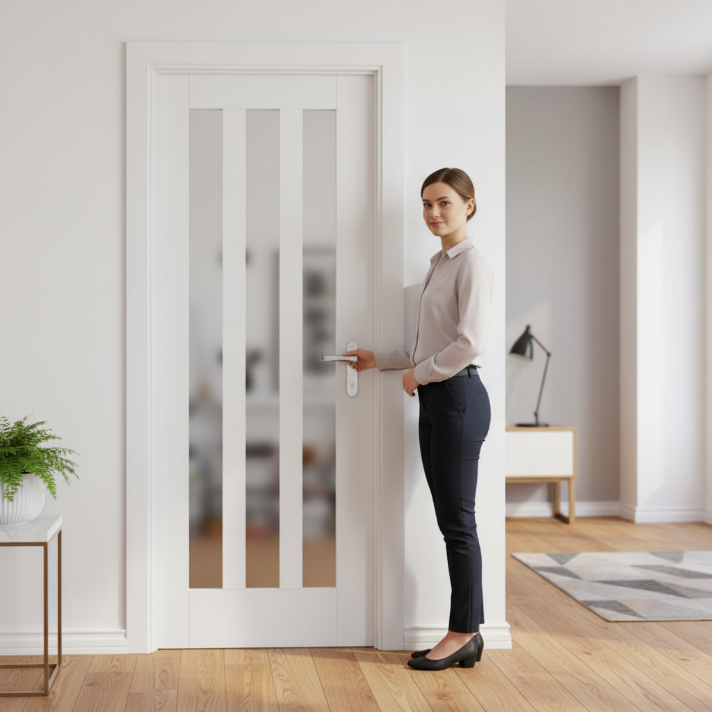 Premium Internal Primed 3 Light Obscure Glass Door with Solid Core for Modern Interiors - Image 2
