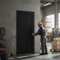 Premium 5 Panel Industrial Style Door with Solid Core, Prefinished Black and Pocket Door Compatibility