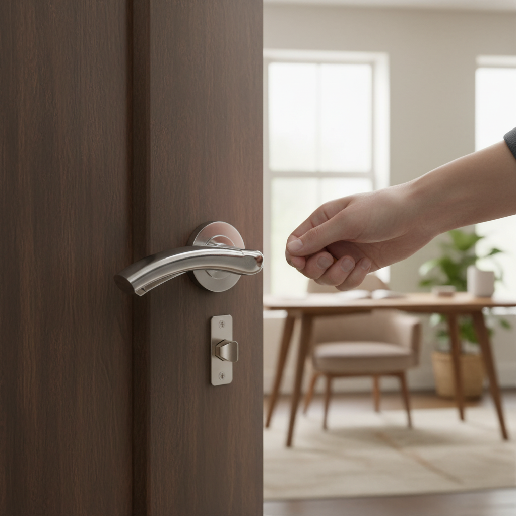 Premium Lever On Round Rose Handle Set with Chrome Hinges and Mortice Latch for Internal Doors - Image 2