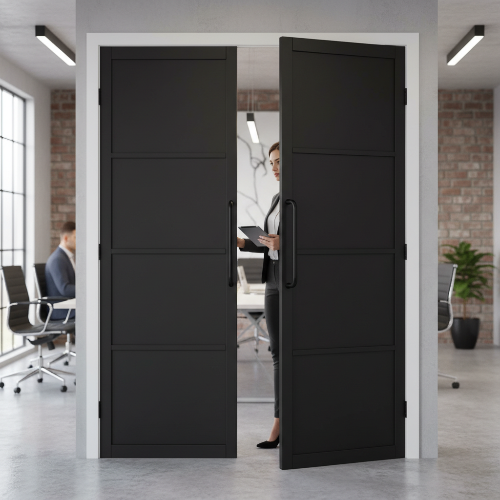 Premium Custom Made Industrial Style Door Pair with High-End Black Finish and Durable Hardware Options