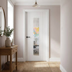 Internal White Door with 1 Light Clear Glass, Primed Finish, Semi-Solid Core