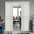 Premium Industrial Style Double Pocket Door Set with Galvanized Steel Frame and Timber Jamb Kit for Modern Interiors