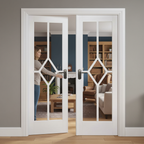 Premium Internal White Primed Room Divider Set with Clear Bevelled Glazing and Decorative Design